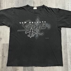 VTG New Orleans Saints 1995 Faded Black NFL Champs Football Sports T Shirt Mens